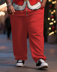Big & Tall Men's Santa Claus Cosplay Printed Cardigan Hoodie Suit
