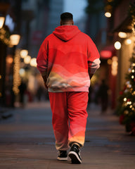 Big & Tall Men's Merry Christmas Gradient Alphabet Print Cardigan Hoodie Suit
