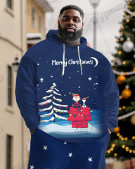 Men's Merry Christmas Snowman Dog House Big and Tall Hoodie Set